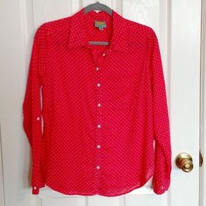 C&C California Polka Dot Button Tap Sleeve Top